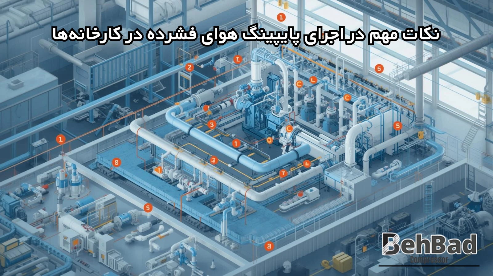  اجرای پایپینگ هوای فشرده در کارخانه‌ها